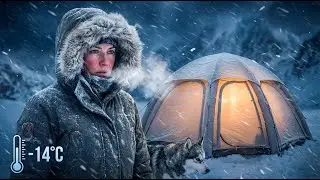 Camping in a Snowstorm at -14&deg;C | Luxury Inflatable Tent ASMR