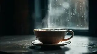 Secangkir Kopi Panas Saat Hujan (02) Background Video Gelas Berasap Full HD No Copyright