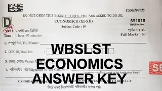 WB SLST , ECONOMICS ANSWER KEY , 14.09.25