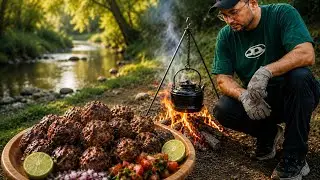 🔥 Forest Camp Cooking | Meatballs on Natural Fire 🔥 Silent ASMR 🥩🌲 And Nature Cleaning