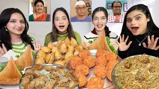 Guess the TMKOC Merge Picture Food Eating Challenge | Kurkure Momos, Samosa, Chow Mein, Spring Rolls