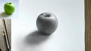 Gambar sketsa buah Apel 3D dengan Pensil