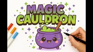 How to Draw Magic Cauldron 🎨 | Easy Step-by-Step Drawing 🎃👻💙
