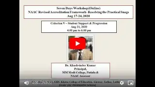 NAAC RAF-II Criterion V&ndash; Student Support and Progression-II by Dr  Khushvinder Kumar