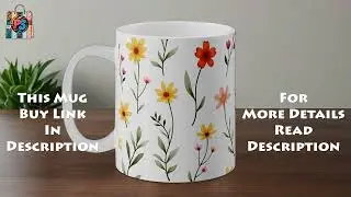 Wildflower Watercolor Floral Pattern Design Print Ceramic Mug For Drink | Flower Gift