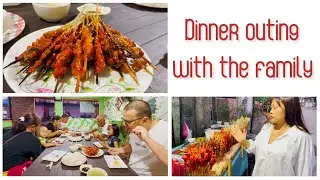 Family Filipino barbecue dinner in a small town of The Philippines
