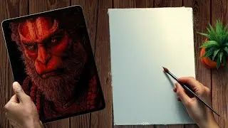 Hanuman ji drawing outline tutorial||How to apply gridlines on drawing||hanuman ji red face drawing 