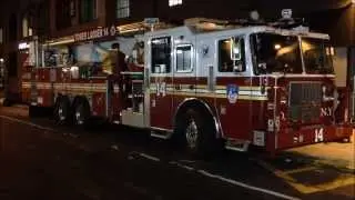 CLOSE UP VIEW OF THE BRAND NEW FDNY TOWER LADDER 14, ACTING FDNY LADDER 25, ON UPPER WEST SIDE, NYC.
