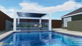 Jump-Through Waterfall Shade Structure With Fire Pit