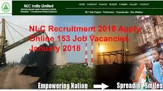 NLC Recruitment 2018 Apply Online 153 Job Vacancies January 2018