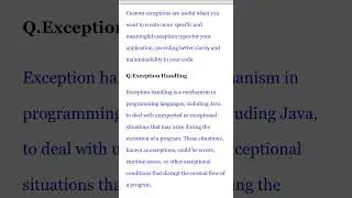 Java interview Questions and Answers Custom Exception Exception Handling