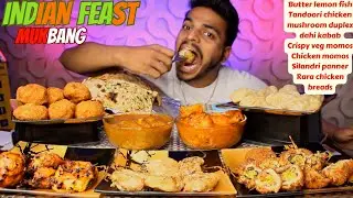 Butter lemon fish, tandoori chicken, mushroom duplex, momos mukbang, Indian street food, Indian food