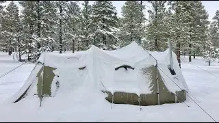 Hot Tent Winter Camping: STUCK in the Snow, More On The Big Horn III Tent Breakdown Process