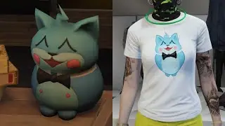 GTA Online - Saki Plushie + Tee Award - Shiny Wasabi Kitty Claw - Uncut Footage Enzyme77