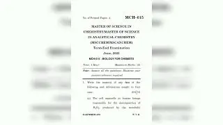 MCH-015 MSc Chemistry question paper #chemistry #exam #assignment #education