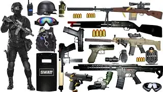 Special Forces Military Toy Gun Set Unboxing, Submachine Gun, SCAR, Tec9, 98K AWM, Glock Pistol Toys