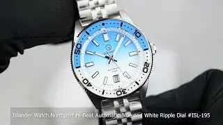 Islander Watch Northport Hi-Beat Automatic Blue and White Ripple Dial #ISL-195