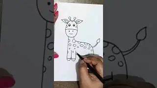 giraffe drawing easy / how to draw giraffe 🦒😀😄 #shorts #giraffe #drawing #easydrawing