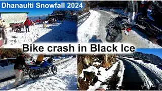 Season first snowfall 2024 | Dhanaulti Snowfall 2024 | First snow trip on my dream bike