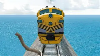 Coolest Colorful Train vs Broken Rails On a Deserted Island! Fun Adventures In BeamNG.Drive