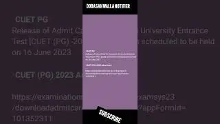 Cuet- Pg admit cards new Update 🧐|| Also notification released for J&k candidates 😲 || Watch video.😇