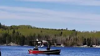 Twin Lakes Outfitters flight out of Cordingley Lake while we were fishing on the lake