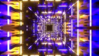 4k  TV Abstract Neon Square light Tunnel Metallic Color Fast Moving Relaxing background Video Loop