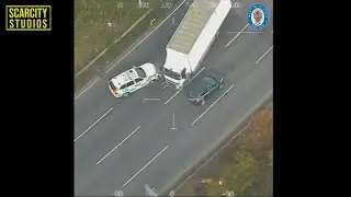 Lorry rams police car during motorway chase driving the wrong way after alcohol theft