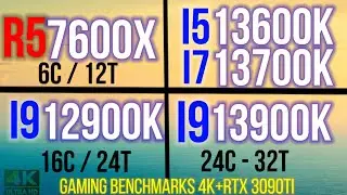 I5 13600K VS R5 7600X VS  i9 12900K  VS  i7 13700K VS  i9 13900K 4K GAMING BENCHMARKS + RTX 3090TI