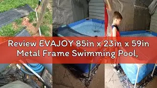 Review EVAJOY 85in x 23in x 59in Metal Frame Swimming Pool, Outdoor Rectangular Above Ground Pool wi