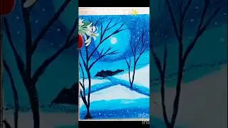 snow 🌨️ fall drawing with oil pastels colour 🌸 ✨⭐#learn with fun #drawing#painting#yt shorts
