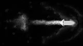 Visualizing a fluid interacting with an effector object using Blender geometry nodes.