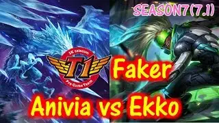 SKT T1 Faker - Anivia vs Ekko - Solo ranked Game 【KR LOL】【 Challenger】