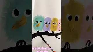 cute fluffy birds sitting on a tree branch.A perfect relaxing art piece! #cutedrawing #fluffybirds#