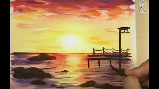 Sunset Scenery / Landscape / Acrylic Painting for Beginners / Step by Step