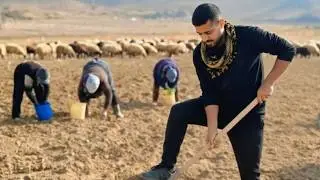 Village Life in IRAN: Planting Garlic in Freezing Weather | Women&rsquo;s Hard Work and Feeding Animals