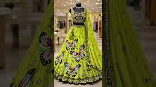 MOST BEAUTIFUL BUTTERFLY LEHENGA 🦋 | ROYAL LIME GREEN OUTFIT | #dress #lehenga #wedding #sorts