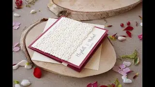 Burgundy Lace Pocketfold Wedding Invitations