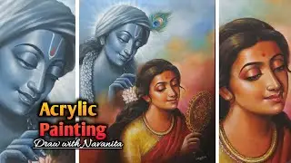 Painting Divine Love of Radha Krishna /Radhakrishna Acrylic Painting /Canvas Painting
