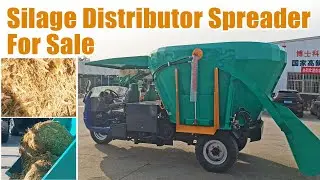 Silage feed mixer spreader | Tricycle forage feed mixing and spreading machine in cattle farms