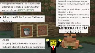 Minecraft Article Net: 1.18.10.24 beta released added New Frogs tadpoles and frog eggs!