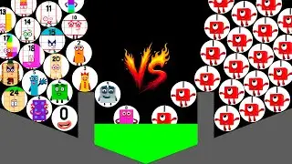 25 NUMBERBLOCKS vs 25 ONE Numbers Marble Race Tournament in Algodoo - Who will win?