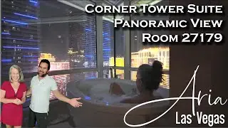 Corner Tower Suite Panoramic View at the Aria Las Vegas casino #hotelreview #arialasvegas #slots