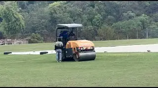 Leveling infield at Mulpani cricket ground by pitch curator from Bangladesh 🇧🇩 Mr Md Abdul Mamun.