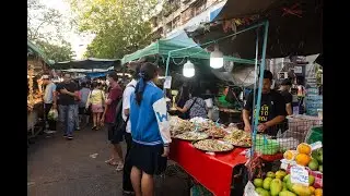 [4K] Walking through Din Daeng Market bustling local fresh market on Pracha Songkhro 9 Alley