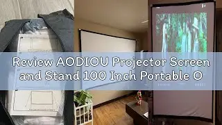 Review AODIOU Projector Screen and Stand 100 Inch Portable Outdoor Projection Screen 16:9 4K HD Movi