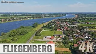 Fliegenberg, Stelle, Germany: Elbe, Ort - Vorwärtsflug - 4K UHD - 0319