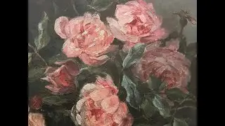 Euphrasie Leroy-Calmettes, Oil on Panel, Roses, Still Life, French Art, Le Havre, Women Artists