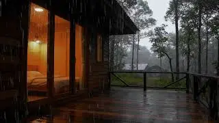 🌧️ Rainy Night in a Cozy Cabin &ndash; Heavy Rain on Wooden Porch | Sleep, Relax, and Study Ambience