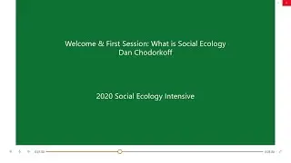 ISE 2020 Intensive opening session: What is Social Ecology with Dan Chodorkoff